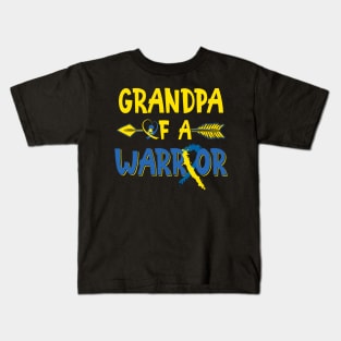 Grandpa Of A Warrior Down Syndrome Awareness Kids T-Shirt